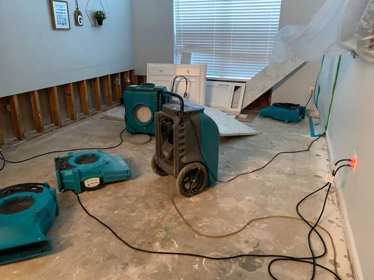Dehumidifier in flood-cut room for Water Damage Restoration in Point Pleasant Beach